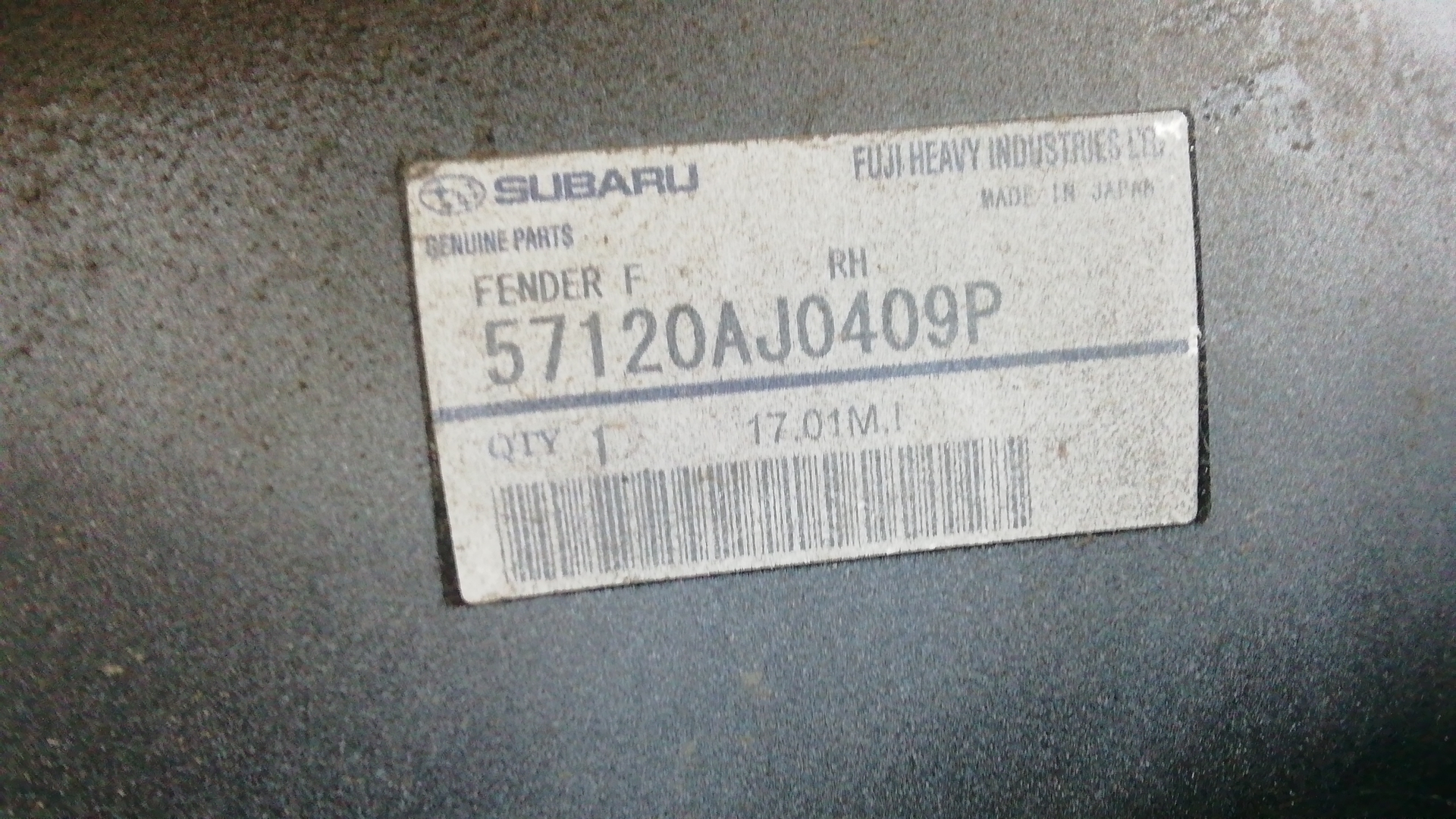 Крыло переднее правое к Subaru Outback, 2010, купить | DT-HVN04EC01. Фото #9
